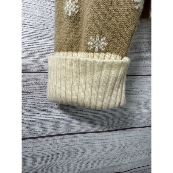 Talbots Lambswool Sweater Turtleneck Beige Cream Snowflake Medium XL - Picture 4 of 8